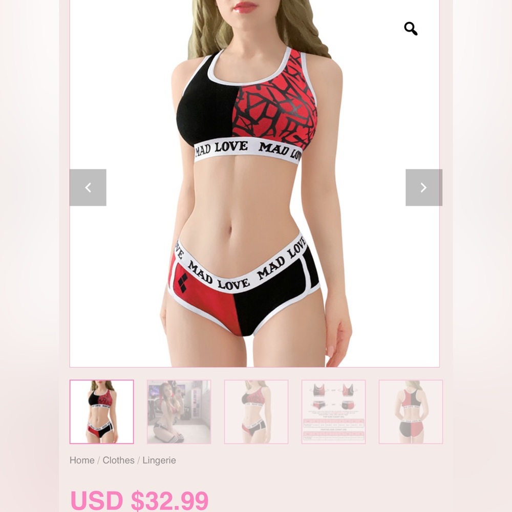 LittleForBig ❤️🖤 Harley Quinn top & pantie